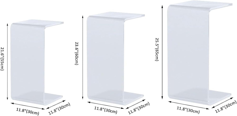 Acrylic C-Shaped End Table, Clear Side Tables for Living Room, Coffee/Drink/F...