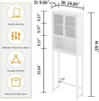 Launica Over The Toilet Storage, Industrial Bathroom Organizer Over Toilet, Freestanding Over Toilet Bathroom Storage Cabinet with Rack, Wood Metal Bathroom Space Saver Shelf Over Toilet, White Oak