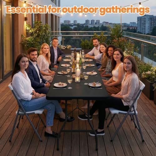 2 Pack Folding Table 6FT Heavy Duty Plastic Utility Table with Carrying Handl...