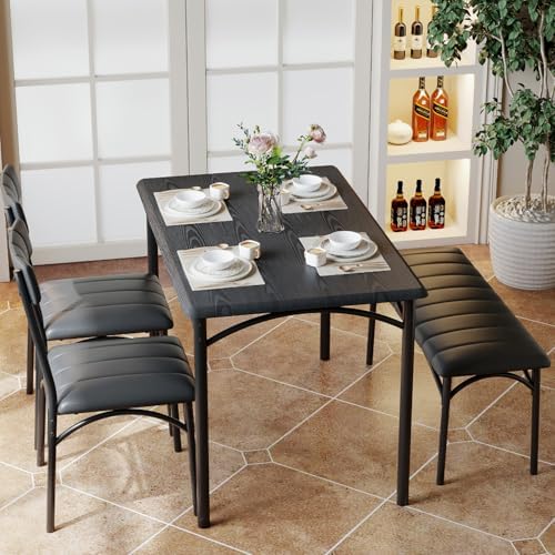 IDEALHOUSE Dining Table Set for 4, Kitchen Table with Chairs for 4, Rectangul...