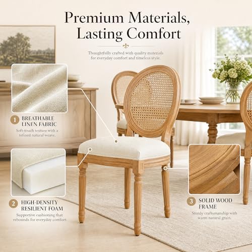 French Country Dining Chairs, Upholstered Dining Chairs Set of 4