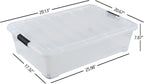 50 Quart Large Clear Underbed Boxes with Wheels, Stackable Plastic Storage Bin with Lids, 3 Packs