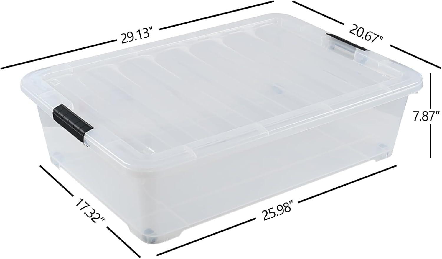 50 Quart Large Clear Underbed Boxes with Wheels, Stackable Plastic Storage Bin with Lids, 3 Packs