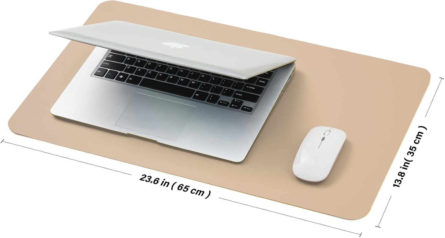 Cork Desk Mat - Small Dual-Sided Desk Pad for Office and Home - Desk Organization and Accessories - Ideal for Large Mouse Pad and Small Desk Mats on Top of Desks(Apricot,23.6"x 13.8")