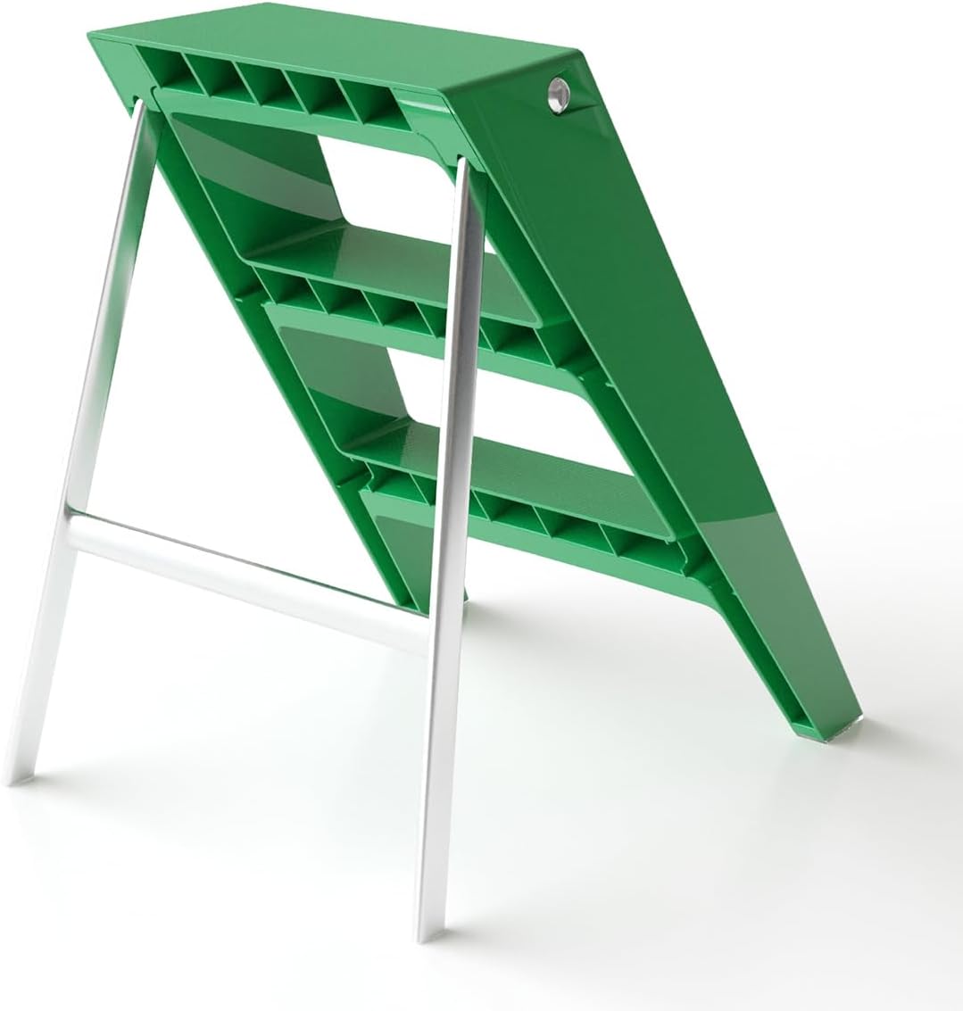 Home Folding Ladder Frame Indoor (Green) Multi Functional Thick Folding Ladder Stool Simple Creative Anti Slip Plastic Edge Table Ladder Frame