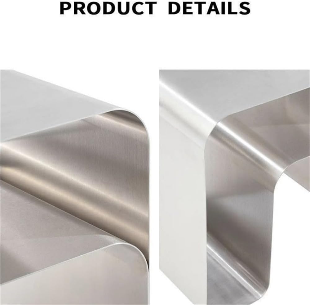 Stainless Steel Side Table, Modern Bedside Table, Integrated Nightstand, Simp...