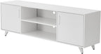 Panana Mid Century TV Stand Entertainment Center with 2 Doors, Wooden Medial Console Table for Living Room Furniture, 53.5" x 15" x 21.7" (White)