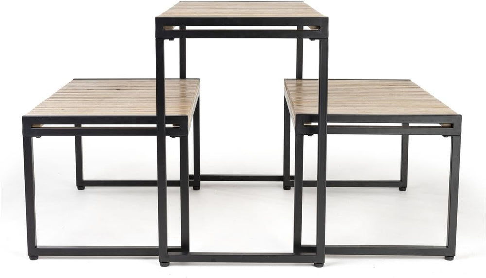 Displays2go Rustic Nesting Display Tables, Set of 3 | Natural Finish Slatted ...