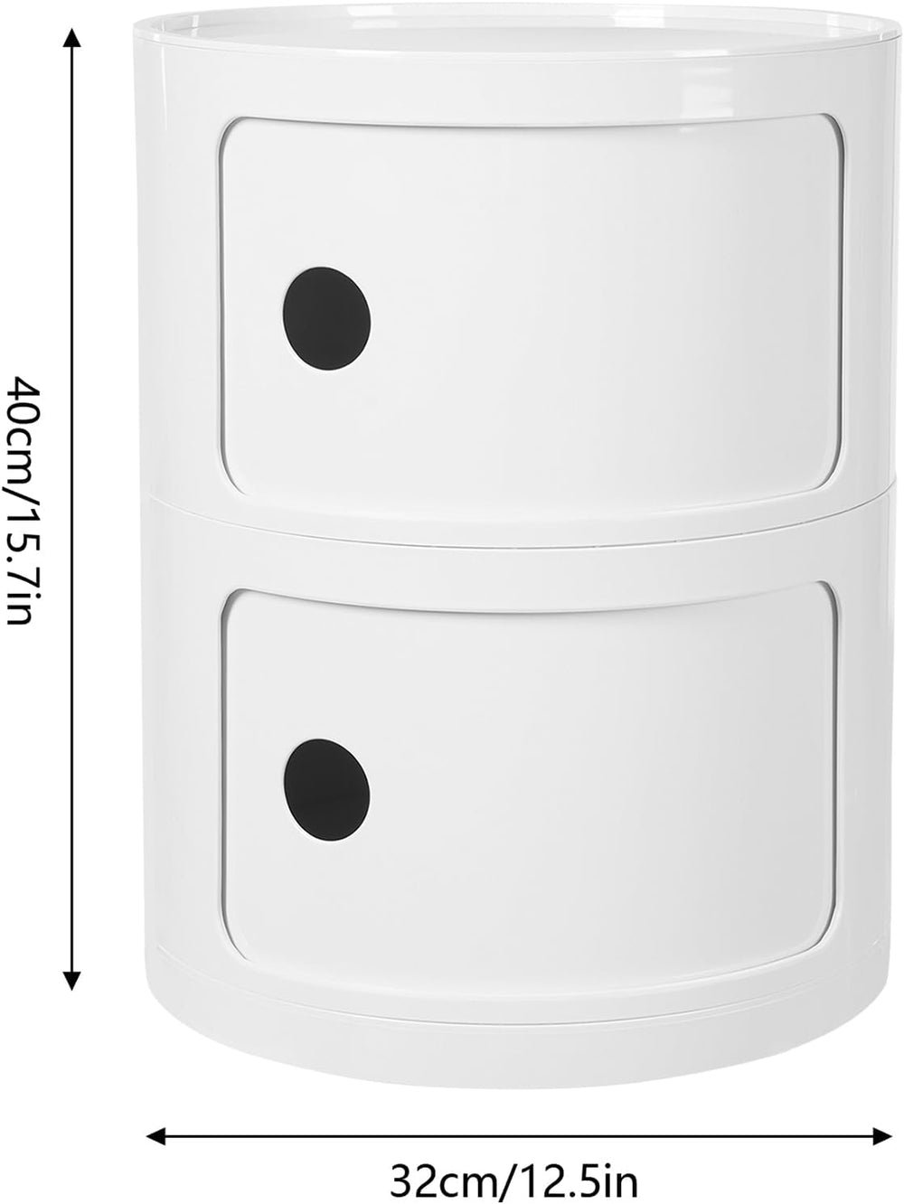2-Tier Circular Nightstand, Round Nightstand, Circular Side Table with Drawer...