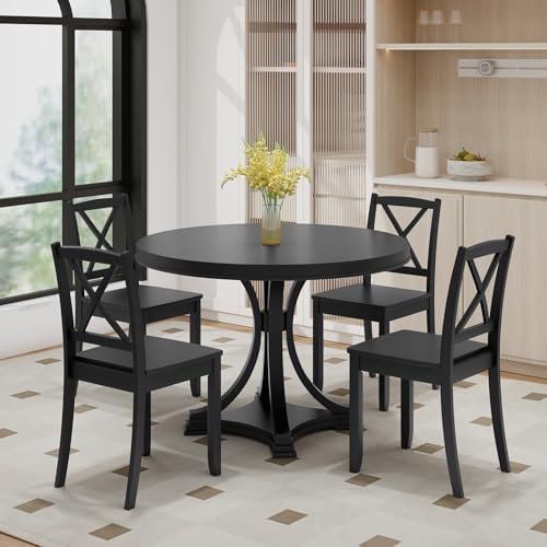 GIANTEX Wood Dining Chairs Set of 4, Armless Kitchen Chairs w/Rubber Wood Leg...