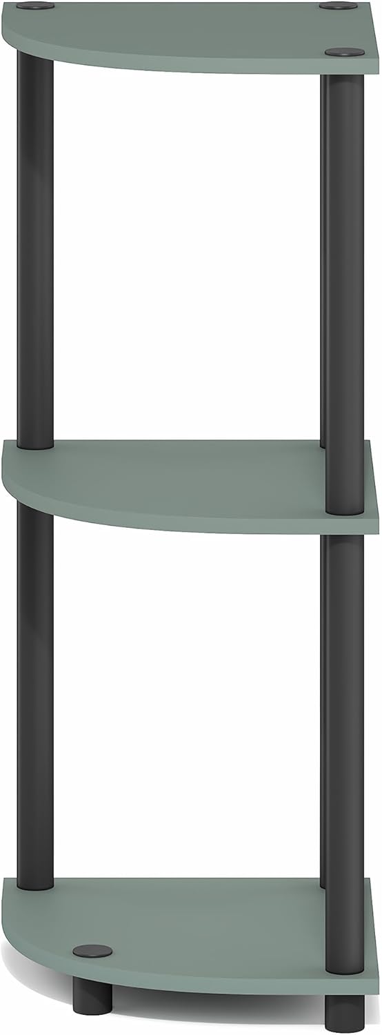 Furinno Turn-N-Tube Corner Shelf, 3-Tier Corner Bookshelf, Display Storage Shelves with Open Shelves, for Organization and Storage, Living Room, Home Office, Garage, Sage Green