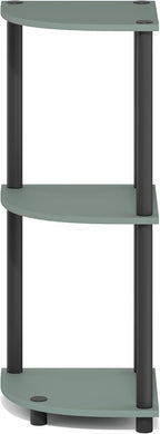 Furinno Turn-N-Tube Corner Shelf, 3-Tier Corner Bookshelf, Display Storage Shelves with Open Shelves, for Organization and Storage, Living Room, Home Office, Garage, Sage Green