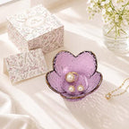 Gifts for Women Purple Flower Jewelry Ring Dish Tray,Decorative Glass Trinket Dish,Room Decor Aesthetic, Modern Accent Tray for Vanity (Purple A)