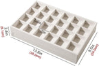 2pcs/Set Velvet Jewelry Tray, 24 Grids Large Storage Tray for Bracelet Bangle Beads Display, Jewellery Organizer Box Tray for Home Drawer or Shop Store Selling Show (Beige Velvet)