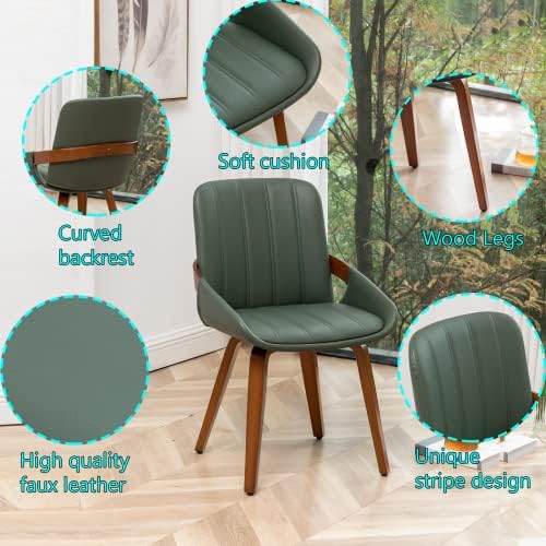 Mid Century Modern Faux Leather Upholstered Dining Chairs,Armless Accent Chai...