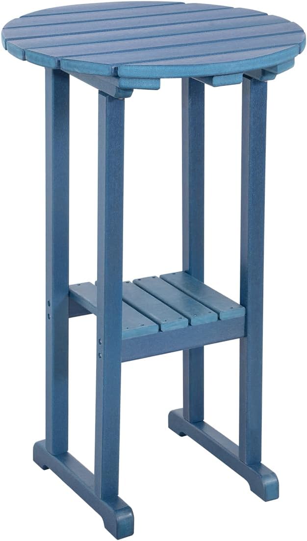 Sundale Outdoor 39 Inches Height Adirondack Bar Table, Patio HDPE Pub Height Round, All Weather High Top Bistro Desk for Outside Table Porch Balcony Poolside, Navy Blue