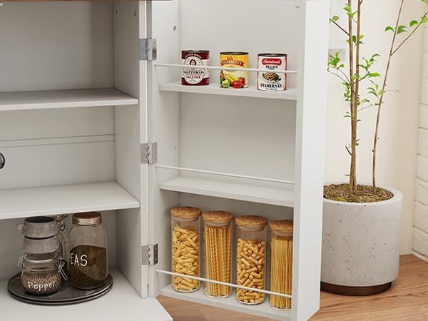 Kitchen Pantry Cabinet with Drawer Storage, 48” Modern Farmhosue Kitchen Hutc...
