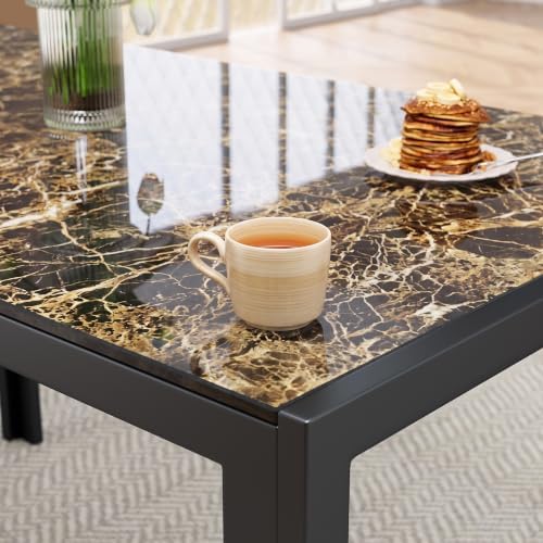 Bealife Kitchen Dining Table Set for 4, Tempered Glass 5 Piece - Marble