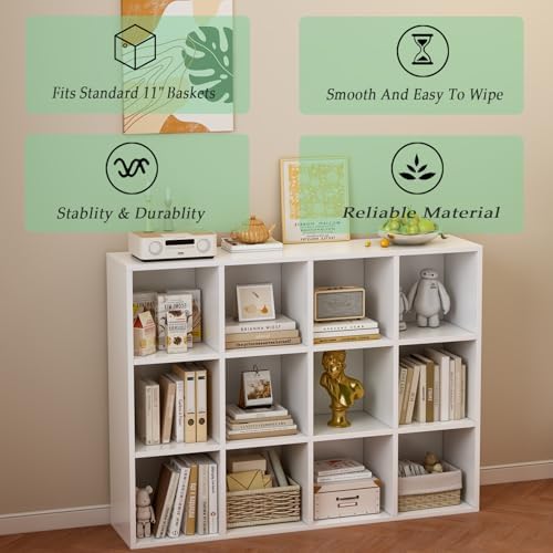 OSCHF 12-Cube Storage Shelf Bookcase, Warm White