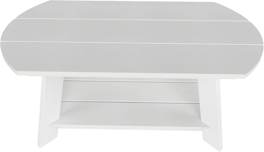 WestinTrends Tuscany Outdoor Coffee Table, All Weather HIPS 2 Tier Patio Adirondack Coffee Table, White