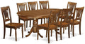 East West Furniture PLAI9-SBR-W 9 Piece Dining Room Table Set Includes an Oval Wooden Table with Butterfly Leaf and 8 Kitchen Dining Chairs, 42x78 Inch, Saddle Brown