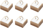 Coward Bamboo 6 Pcs Rings Display Stand, Ring Jewelry Holder Organizer Drawer Storage (White PU)