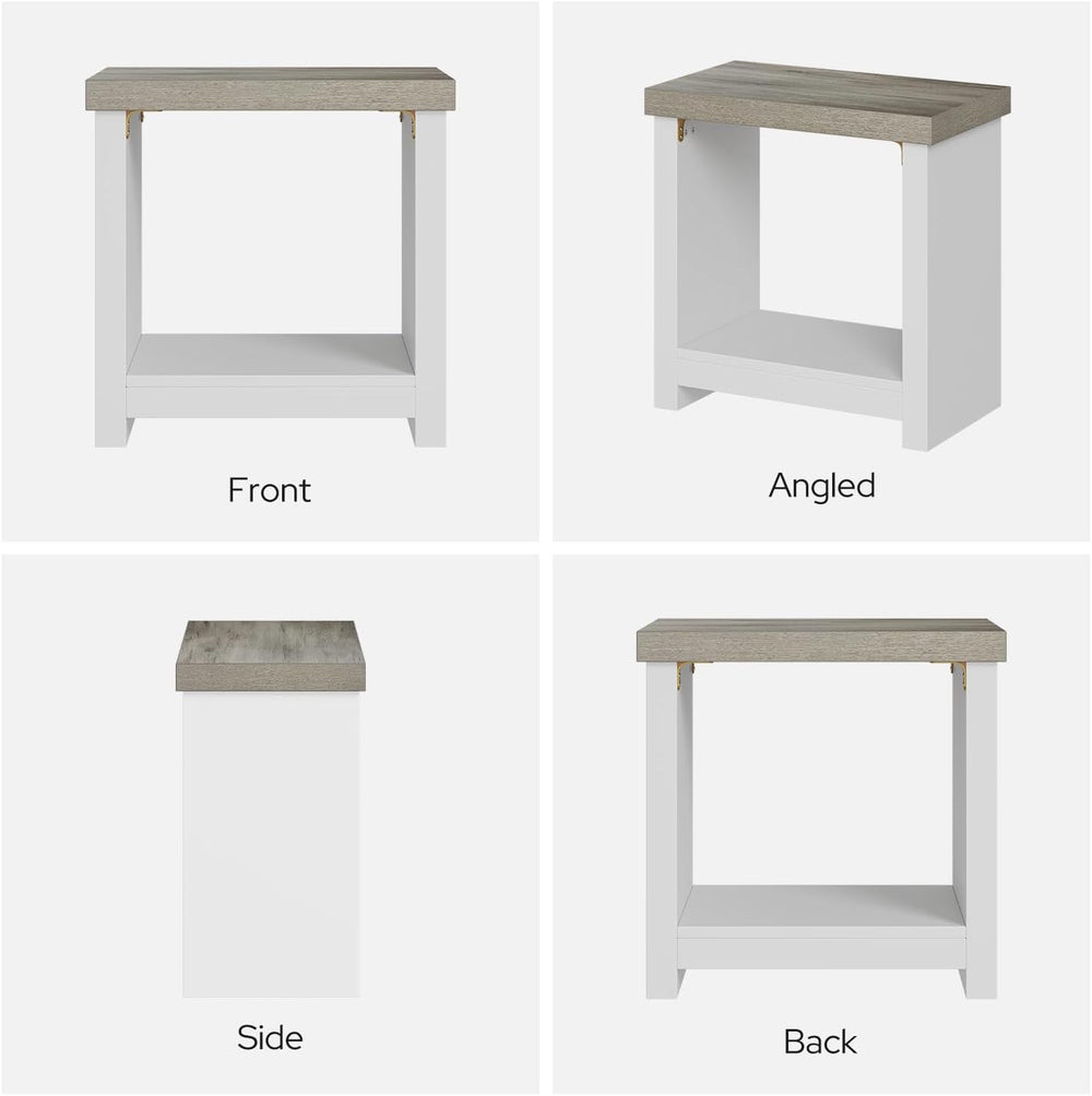End Tables Set of 2 for Living Room, Narrow Side Tables with Storage Shelves,...