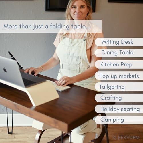 Sleekform Wood Folding Table - The Portland Lightweight Portable Desk