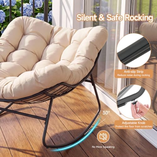 Papasan Rocking Chair, Oversized Outdoor Egg Chair with Thick Cushion | 450 l...