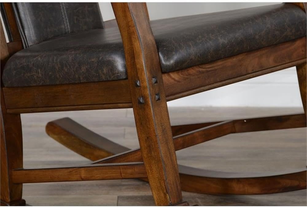 Pemberly Row Set of 2 Farmhouse Mahogany Wood Rocking Chair in Dark Brown