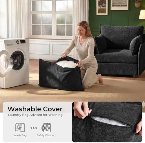 ABCASA Oversized Chenille Accent Chair,Washable Cover and Deep Seat,Black | E...