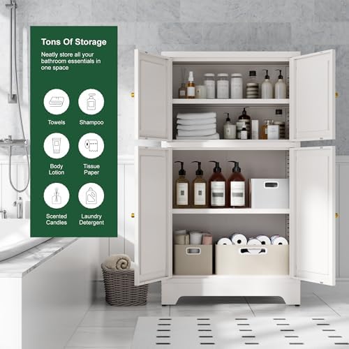 Bevivog Metal Locker Storage Cabinet,Home Accent Cabinets with 4 Doors and 2 ...