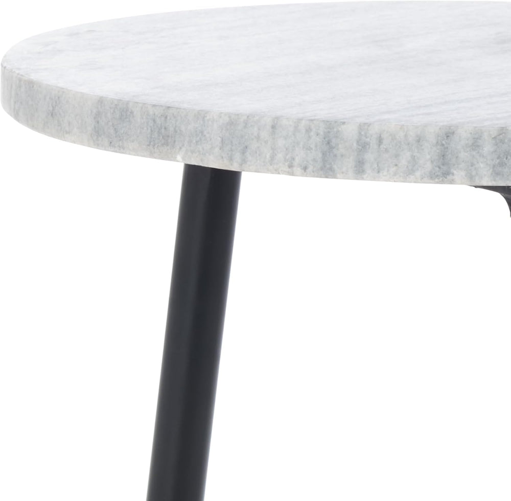 SAFAVIEH Home Collection - Hesse Side Table, Round Grey Marble Top with Black...