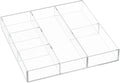 HIIMIEI Acrylic Drawer Organizer, 6 Section Clear Makeup Tray Organizer for Drawer Office Bedroom(11.8x11.8 inch)