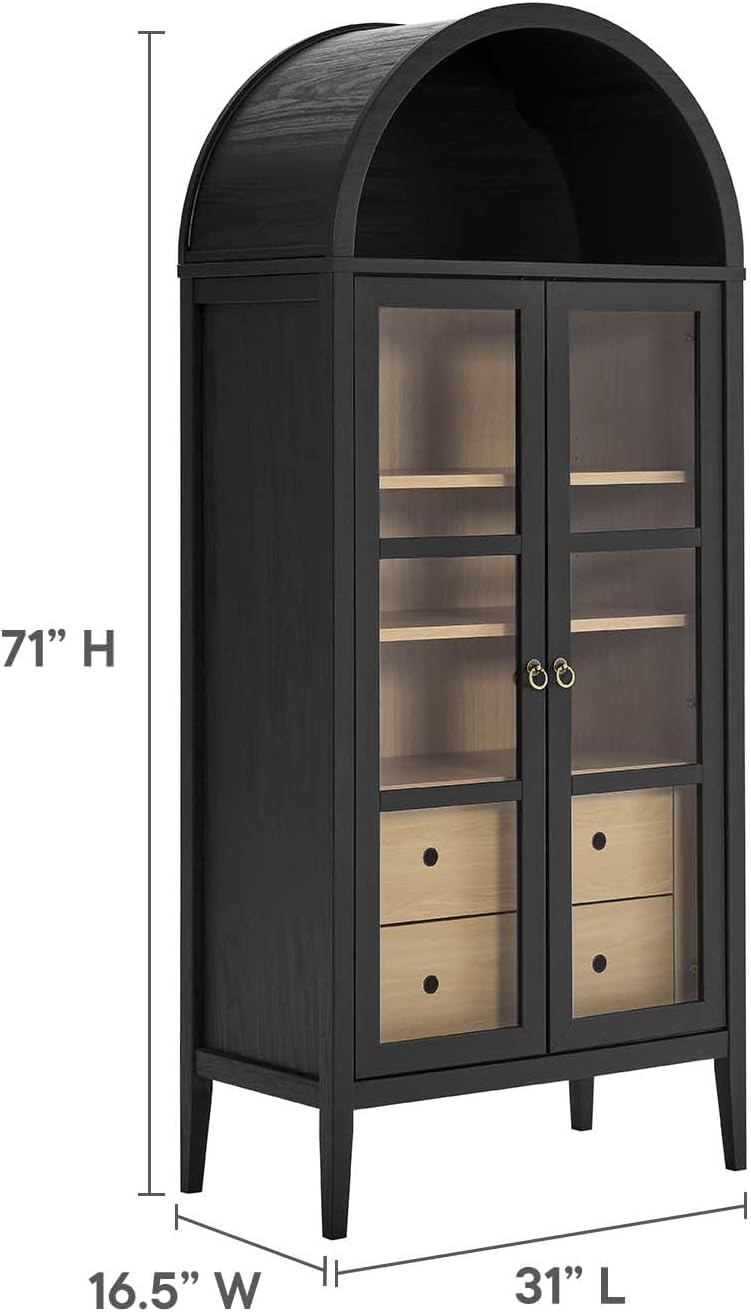 Modway Nolan Modern Farmhouse 71 Inch Tall Arched Storage Display Cabinet in ...