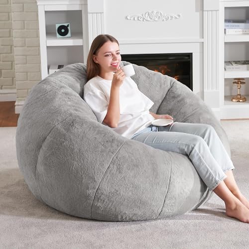 Hobestluk Large Beanbag Chairs for Adults Donut-Shaped Plush Sofa Couch | Gre...