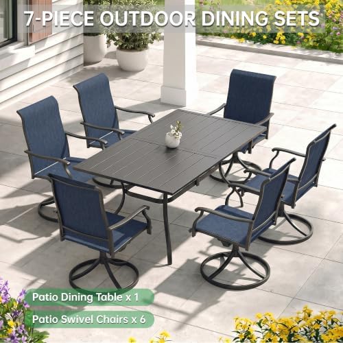 7-Piece Outdoor Furniture Set, Patio Table and Chairs Set, Navy