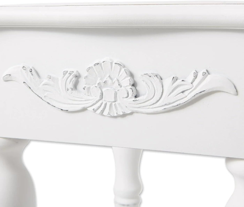 Accent Plus 34353 Carved White Side Table, Multicolor