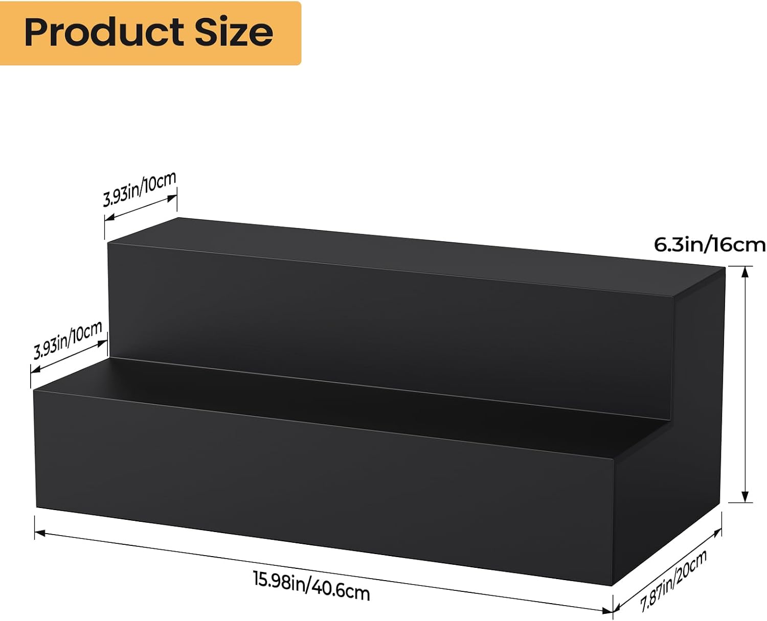 B4Life 2 Tier Liquor Bottle Display Shelf, Bar Bourbon Shelf for Whiskey, Wine Countertop Whiskey Rack Stand, Space-Saving Small Liquor Cabinet for Home, Bar, Party (Wood Bar Shelf Black-1)
