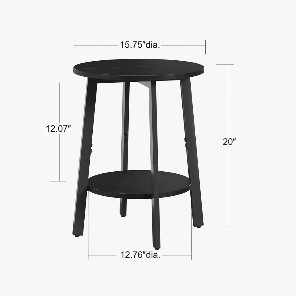 sthmec Side Table Set of 2, Small Round End Table with Storage Shelf for Smal...
