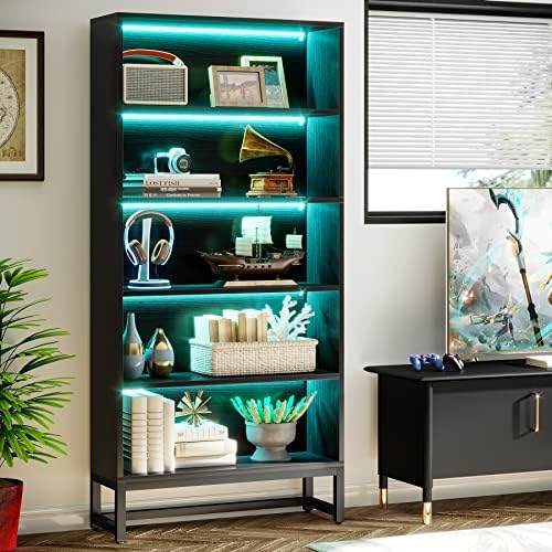 Tribesigns Tall Bookcase Black Bookshelf, 70.8” Large Bookcases Organizer wit...