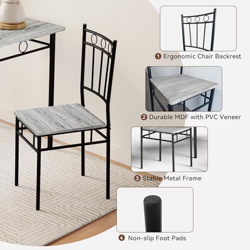 Vipbear Kitchen Dining Table Set for 4, 5-Piece Kitchen Table Set,Dining Room...