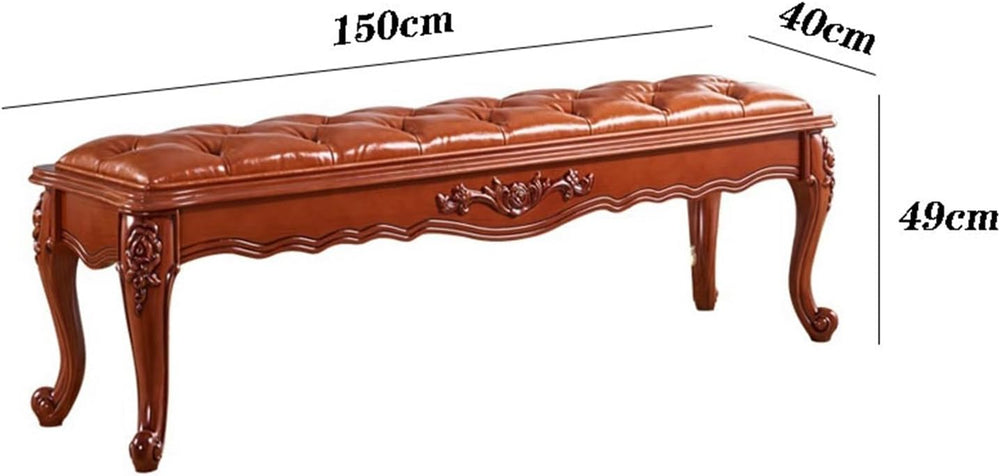 Modern Brown Retro Bedroom Decorative Bench Wooden Simple Bedside Upscale PU ...