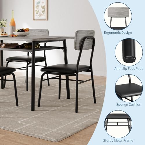 IDEALHOUSE Dining Table Set for 4 with Storage Rack, 5-Piece Kitchen Table an...