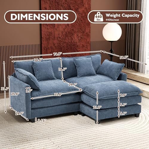 Ihanherry 77" L Shaped Modern Sofa Modular Sectional Cloud Couch with Ot...
