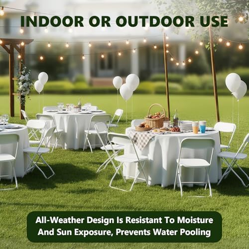 Plastic Folding Chair 10 Pack, White Foldable Chairs with 350 lbs Capacity, I...