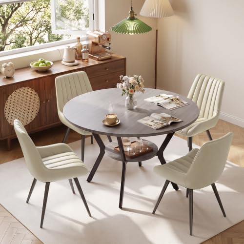 Miereirl 42.13" 5-Piece Round Dining Table Set for 4, Kitchen Table Set ...