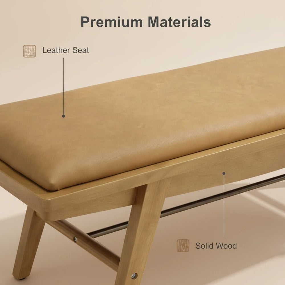 51'' Entryway Bench Leather Upholstered Shoe Benches Farmhouse Dining...