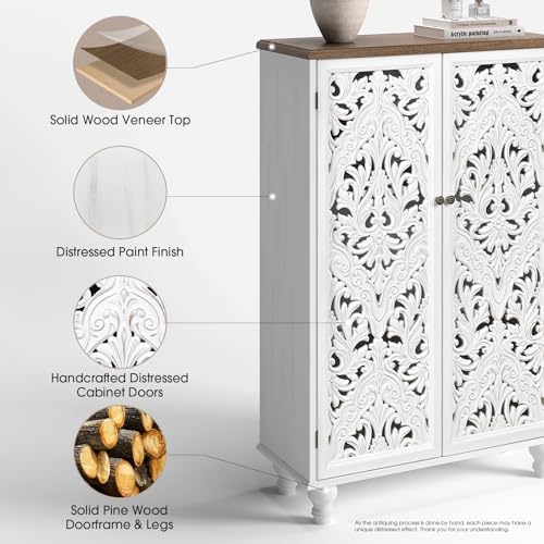 JOINICE 47" Tall Accent Cabinet with Doors & Storage for Living Room...