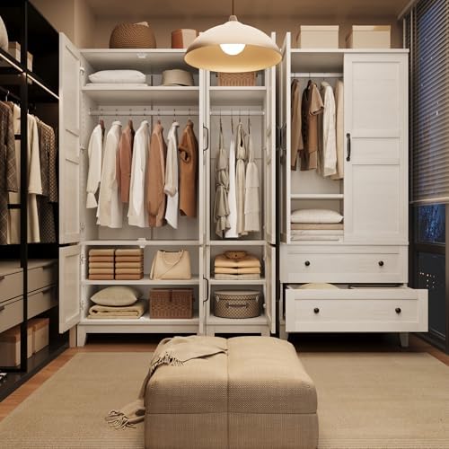 GarveeHome Armoire Wardrobe Closet with 2 Doors,72 in Wooden Wardrobe Cabinet...